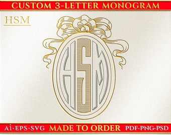 Monogramme de trois lettres, monogramme de noeud, logo monogramme de mariage personnalisé SVG et PNG, conception d'écusson de mariage personnalisé, police monogramme cercle