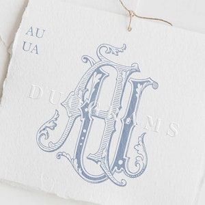 Vintage Interlocking Monogram AU or UA Two Letter Monogram Logo Design A U Wedding Initials SVG & Png Bonus Wreaths