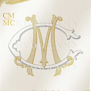 2-Letter Wedding Monogram CM or MC Monogram Logo Design C M Wedding initials SVG & Png Instant Download, Bonus Wreaths Included