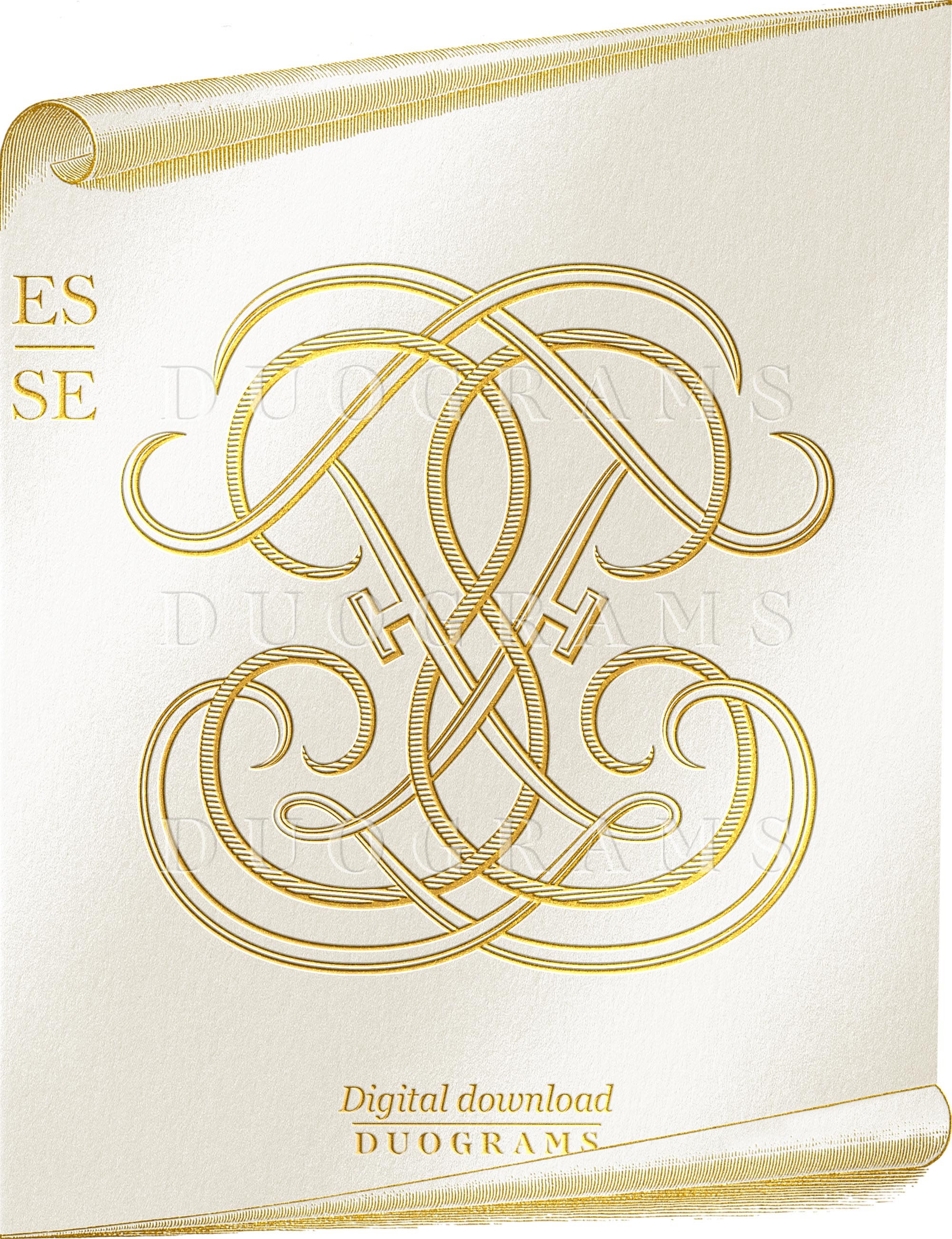 Wedding Monogram Logo Design ES SE Monogram Wreath SVG Digital Download ...