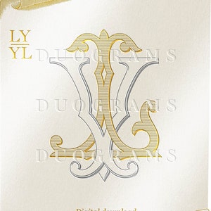 Interlocking Wedding monogram LY or YL, 2 Letter Monogram Logo Design,  Wedding initials SVG & Png Instant Download, Bonus Wreaths Included