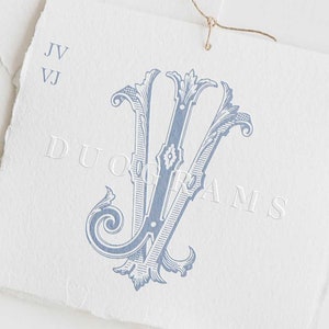 Logotipo de monograma de dos letras JV o VJ Diseño de monograma entrelazado J V Iniciales de boda SVG y PNG Descarga digital