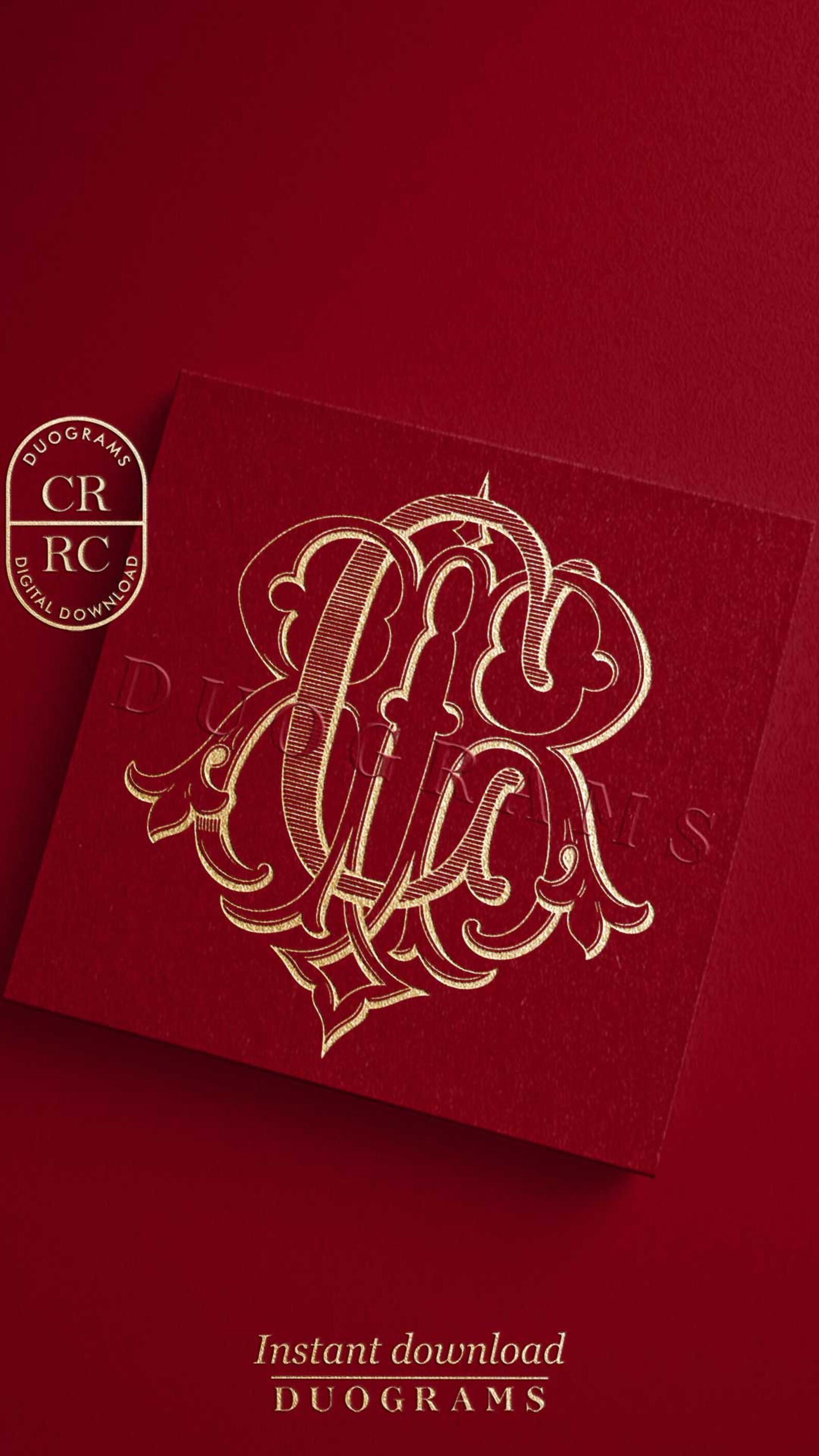 CR Wedding Monogram RC Vintage Monogram Logo Design C R Two Letter ...