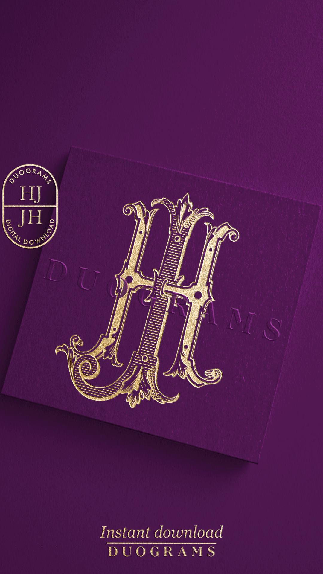 HJ Classic Monogram JH Vintage Monogram Logo Design J H