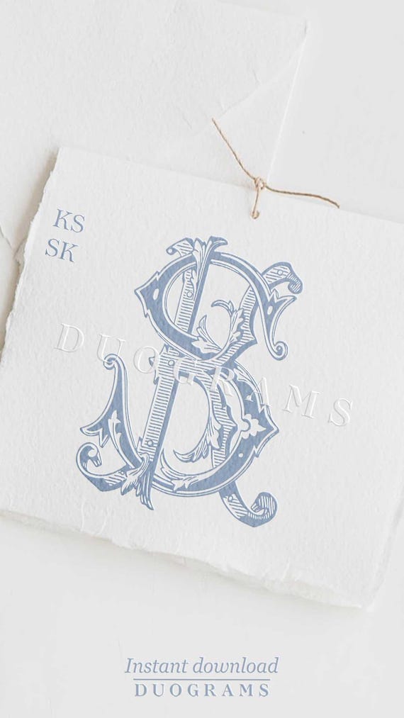 KS SK Vintage Wedding Monogram Logo Designs SVG 2-letter
