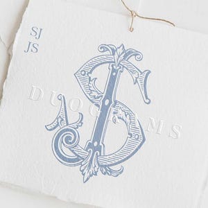 Diseño de logotipo de monograma vintage entrelazado JS o SJ de dos letras con iniciales de boda J S SVG y PNG Descarga instantánea