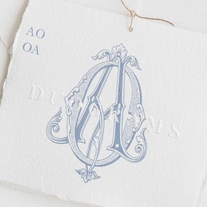 Monograma de boda vintage AO u OA Diseño de logotipo de monograma entrelazado A O Duogram SVG y PNG Descarga digital