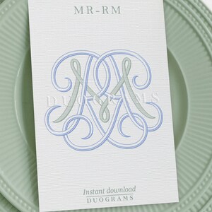 Wedding Monogram MR or RM Two Letter Monogram Logo Design M R Duogram R ...