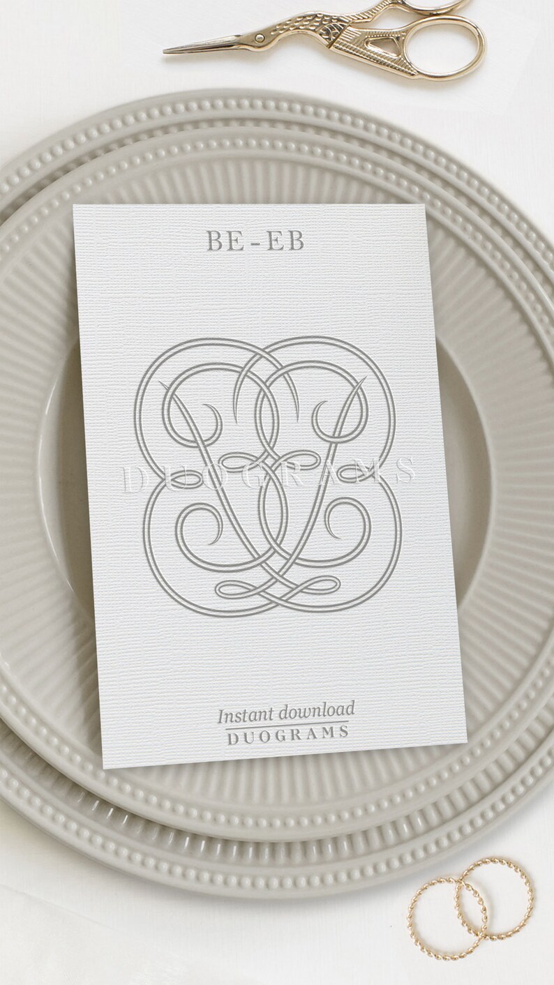 Two Letter Monogram Logo Design BE or EB Wedding Initials SVG & Png ...