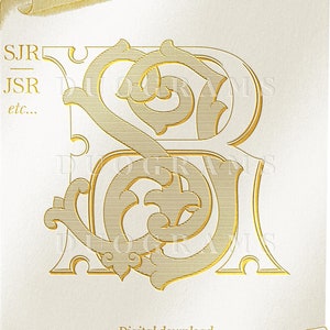 Wedding Monogram Logo S R J  - 3 Letter Monogram - Digital Download