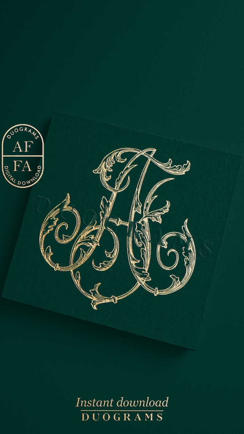 AF FA Vintage Wedding Monogram Logo Design A F Digital Download F A Two ...