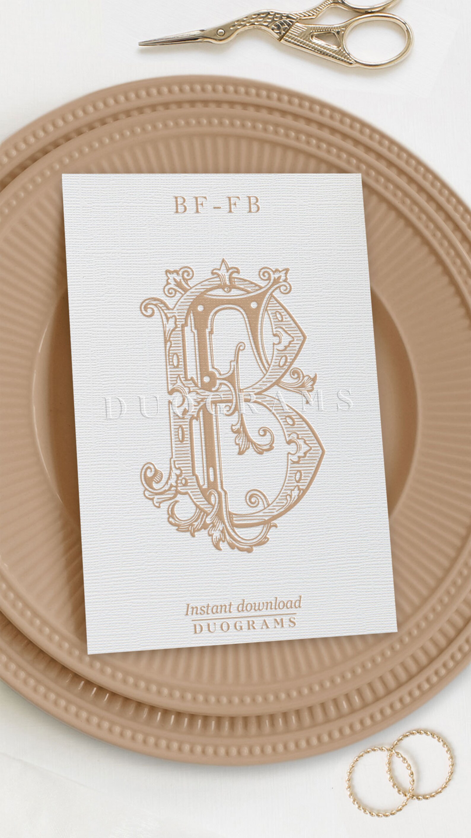 Monogram Bf Wedding Monogram BF or FB Two Letter Monogram Logo F B Wedding Initials ...