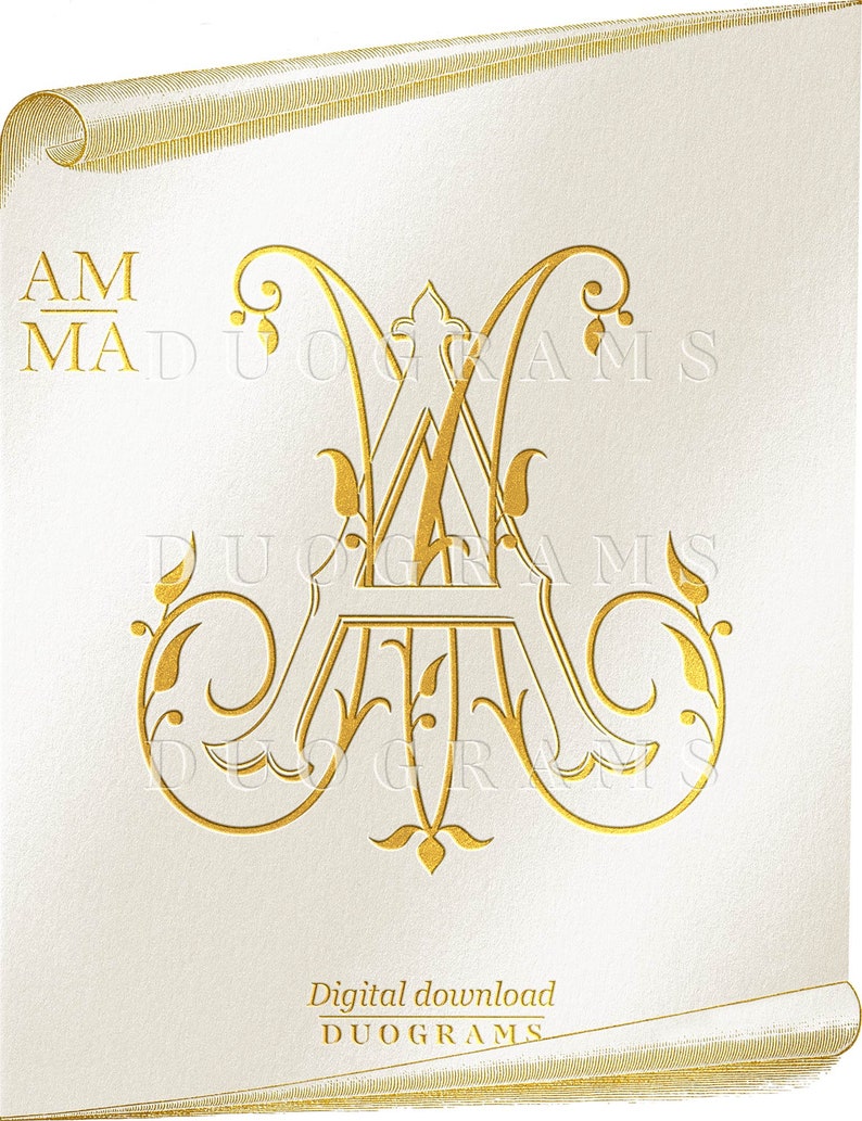 Am Monogram Design AM MA Wedding Monogram Logo Design SVG Two Letter Monogram A M Digital ...