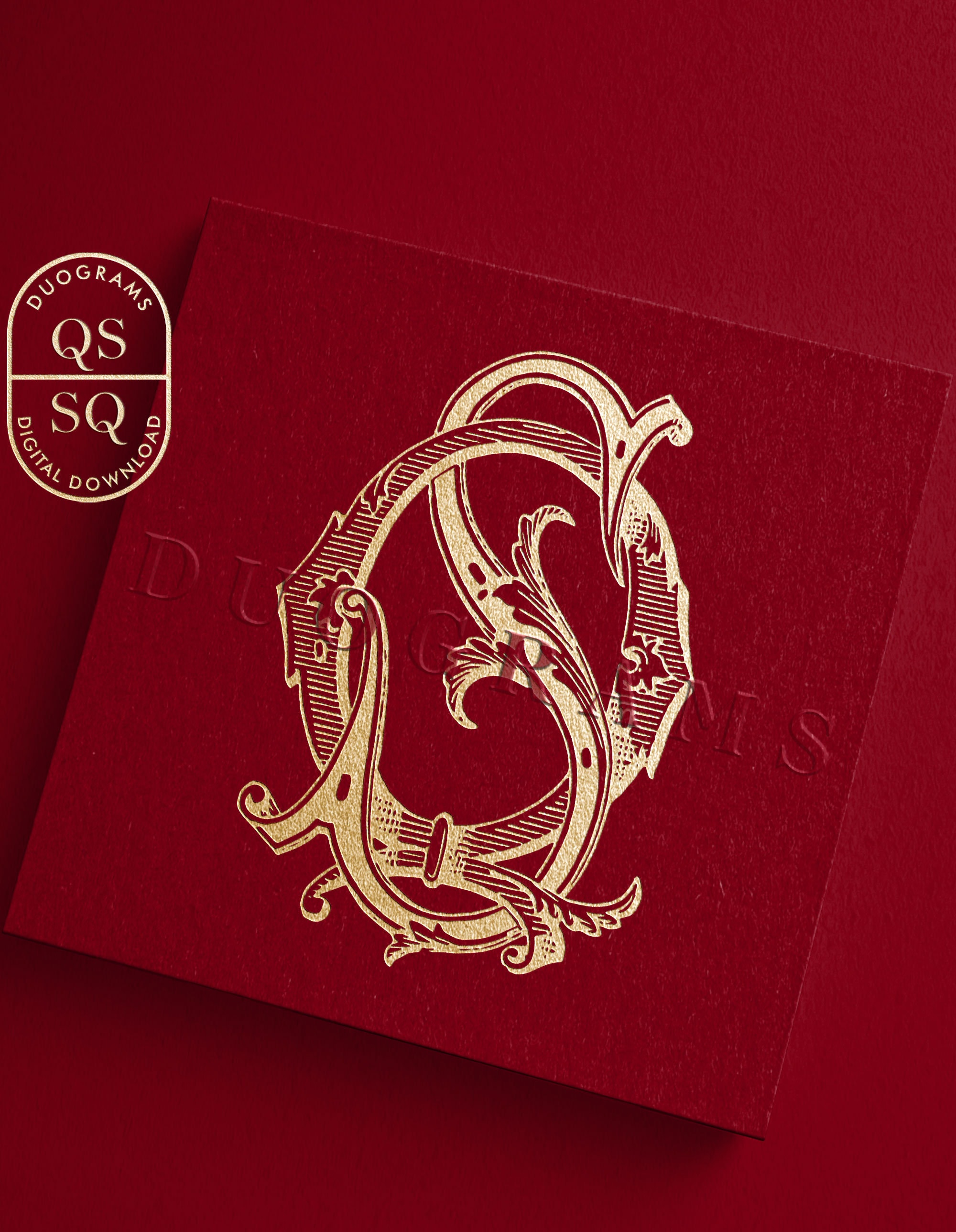 QS SQ Vintage Monogram Logo Design Q S Digital Download - Etsy