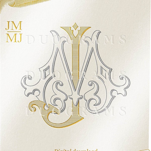 JM MJ Wedding Monogram Logo DesignS SVG 2-Letter Monogram J M Digital Download + 2 Free Wreath