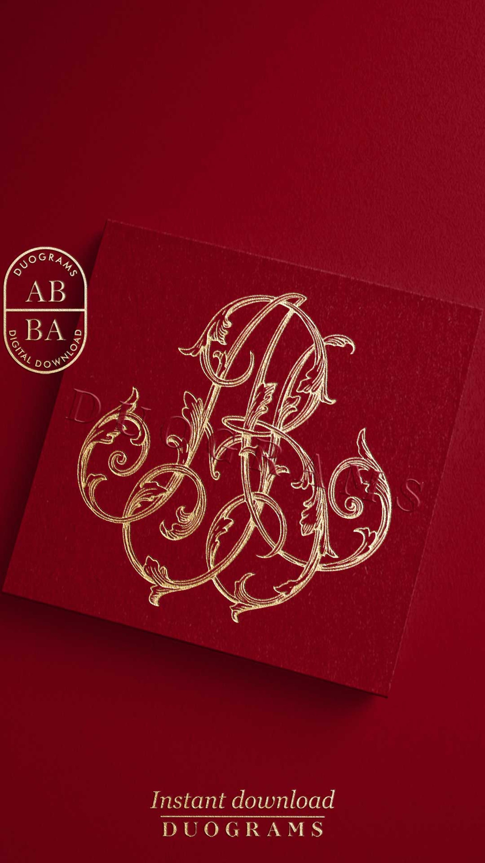 AB BA Vintage Wedding Monogram Logo Design A B Two Letter Monogram B A ...