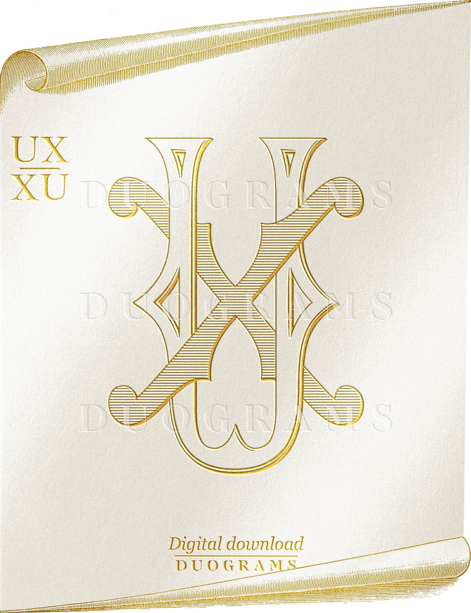 UX XU Wedding Monogram Logo Design U X X U Two Letter Monogram Initials ...