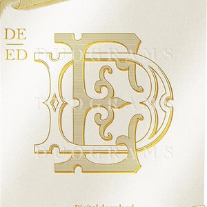 Vintage Wedding Monogram Logo ED DE Duogram E D Intertwined Monogram D E Digital Download
