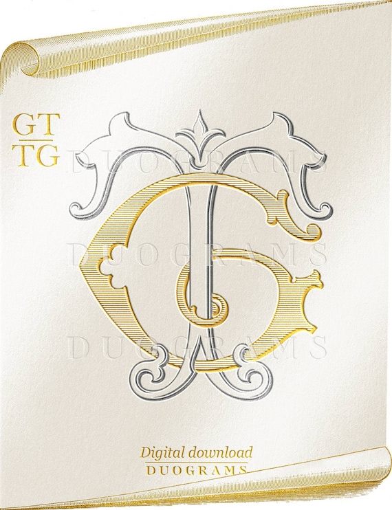 GT TG Vintage Wedding Monogram Logo Designs + 2 Free Wreaths SVG