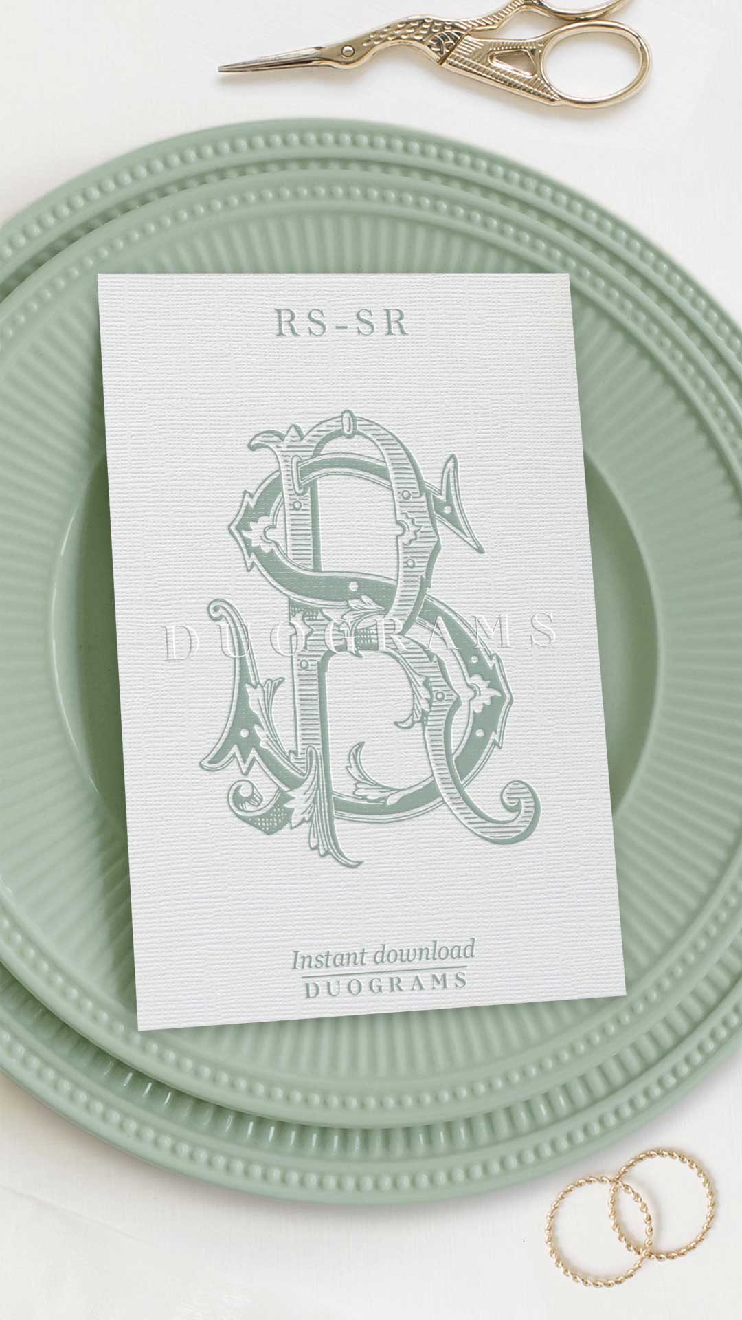 RS SR Vintage Wedding Monogram Logo Design R S 2-letter Monogram S R ...