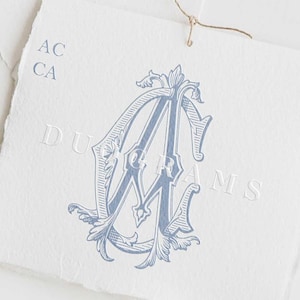 Two Letter Monogram Design AC or CA  Interlocking Vintage Monogram Design A C Wedding initials SVG & Png Instant Download