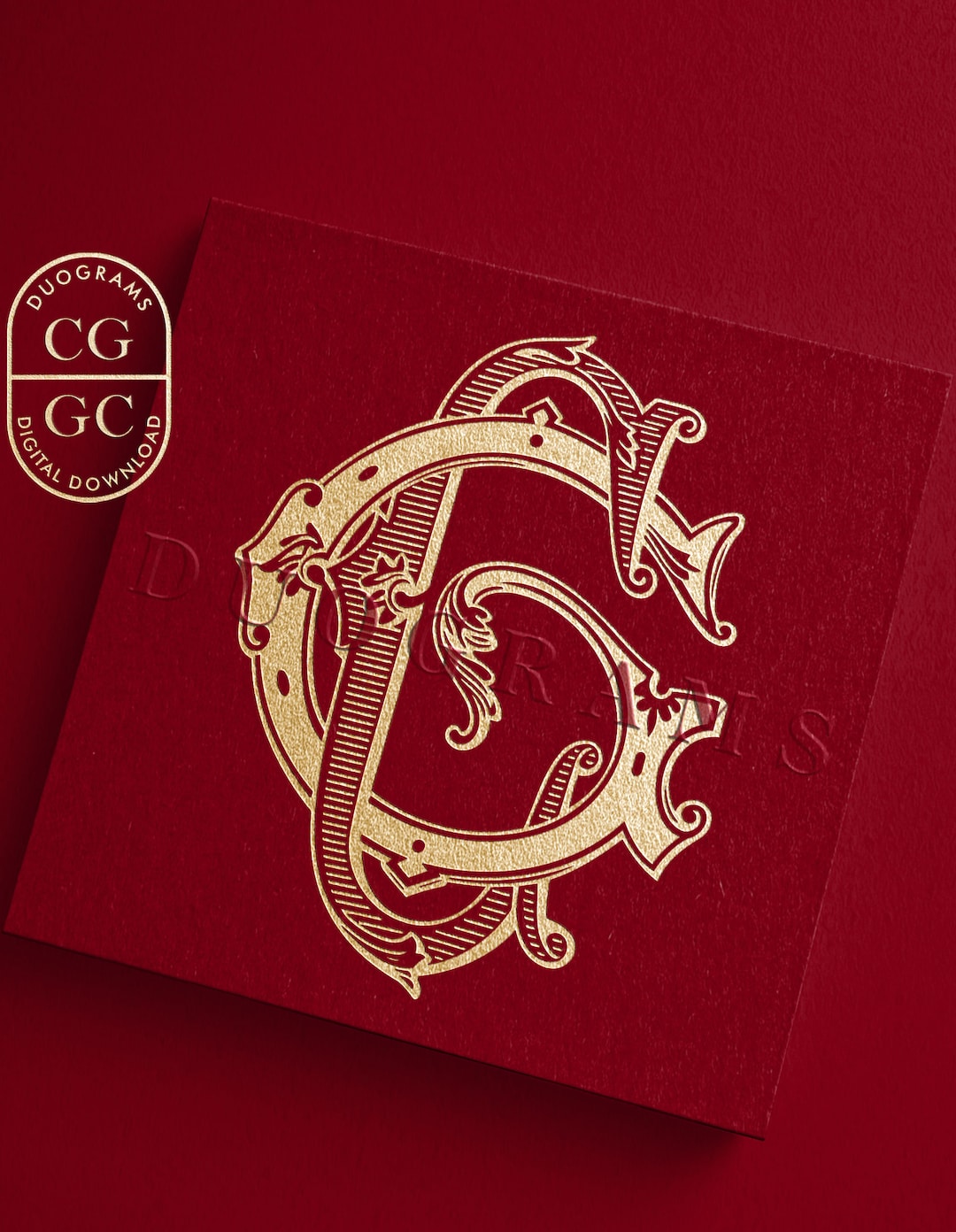 CG GC Vintage Wedding Monogram Logo Design C G Two Letter Monogram