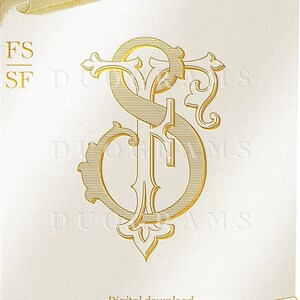 Vintage Wedding Monogram Logo FS SF Duogram F S Intertwined Monogram - Digital Download S F