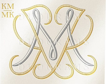 Wedding Monogram Logo KM MK Monogram Wreath SVG