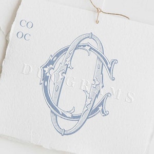 Vintage Wedding Monogram Logo CO or OC Two Letter Monogram design C O Duogram SVG & Png Digital  Download