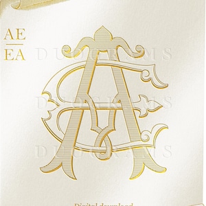 Vintage Wedding Monogram Logo AE EA Duogram A E Intertwined Monogram - Digital Download E A