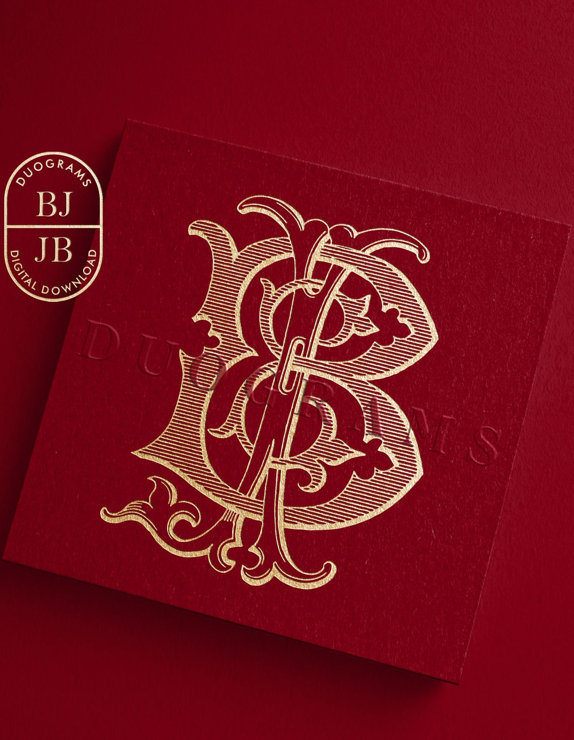 BJ JB Vintage Monogram Logo Design B J Digital Download - Etsy
