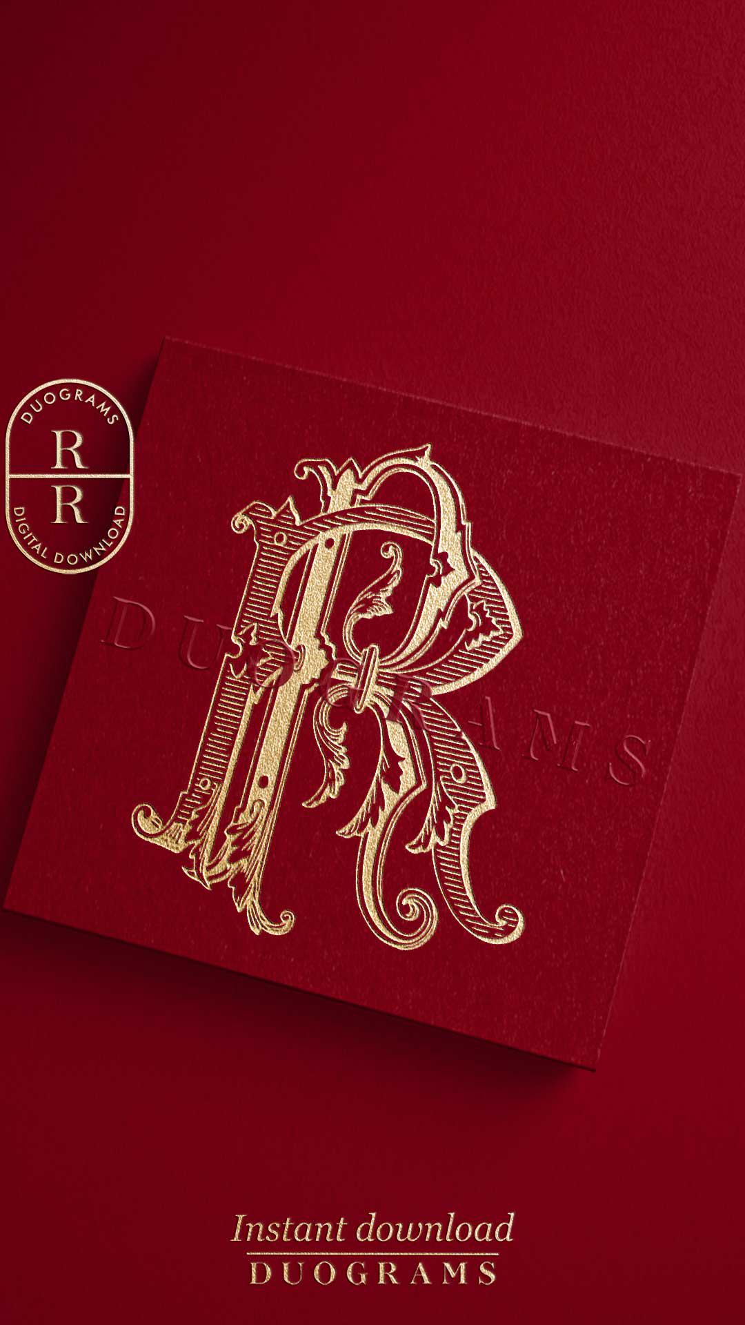 RR Vintage Wedding Monogram Logo Design SVG 2-letters Monogram R R ...