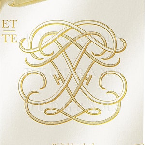 Wedding Monogram Logo Design ET TE Monogram Wreath SVG Digital Download E T
