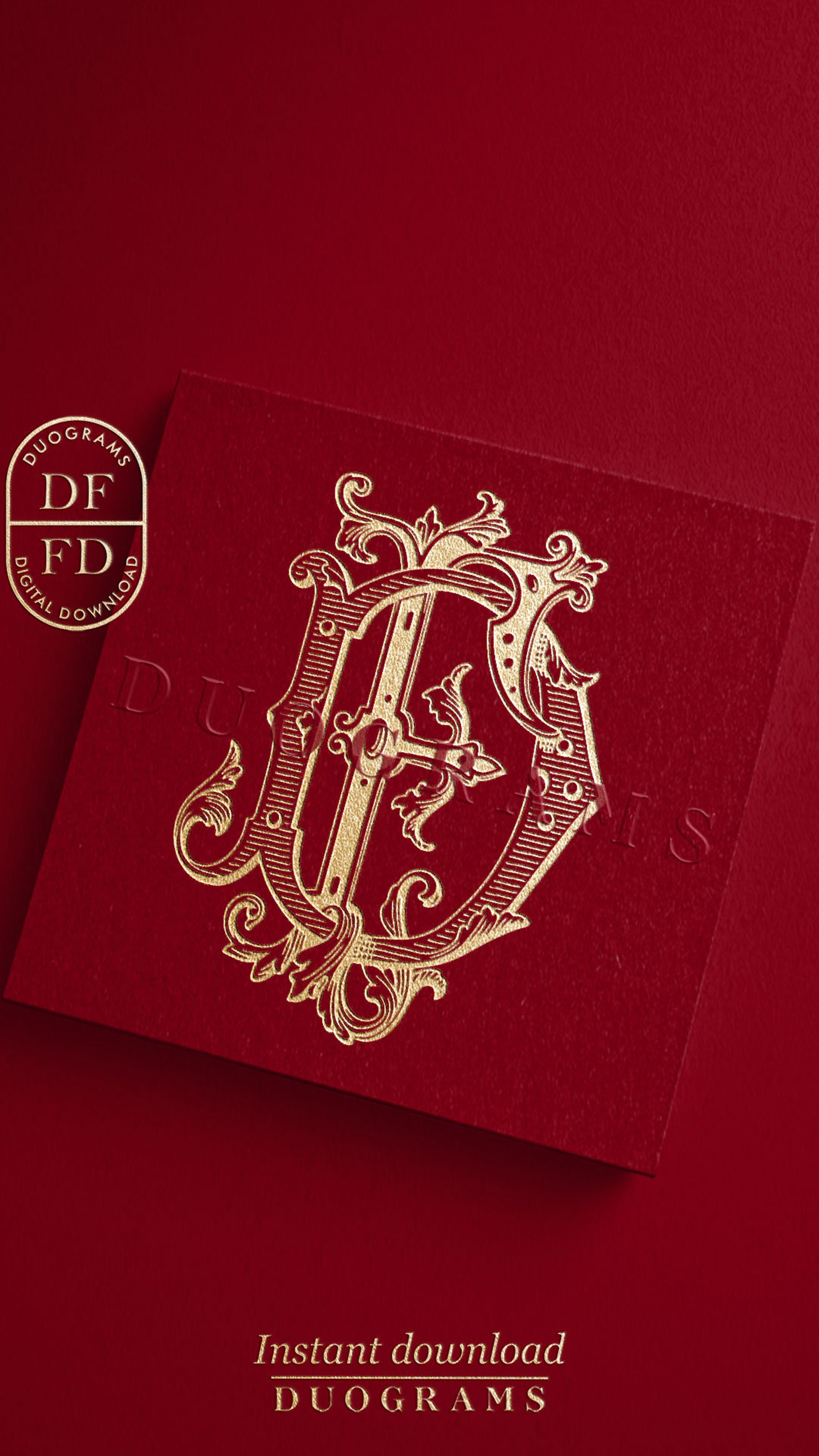 Vintage Monogram DF or FD Two Letter Monogram Logo Design D F Wedding ...