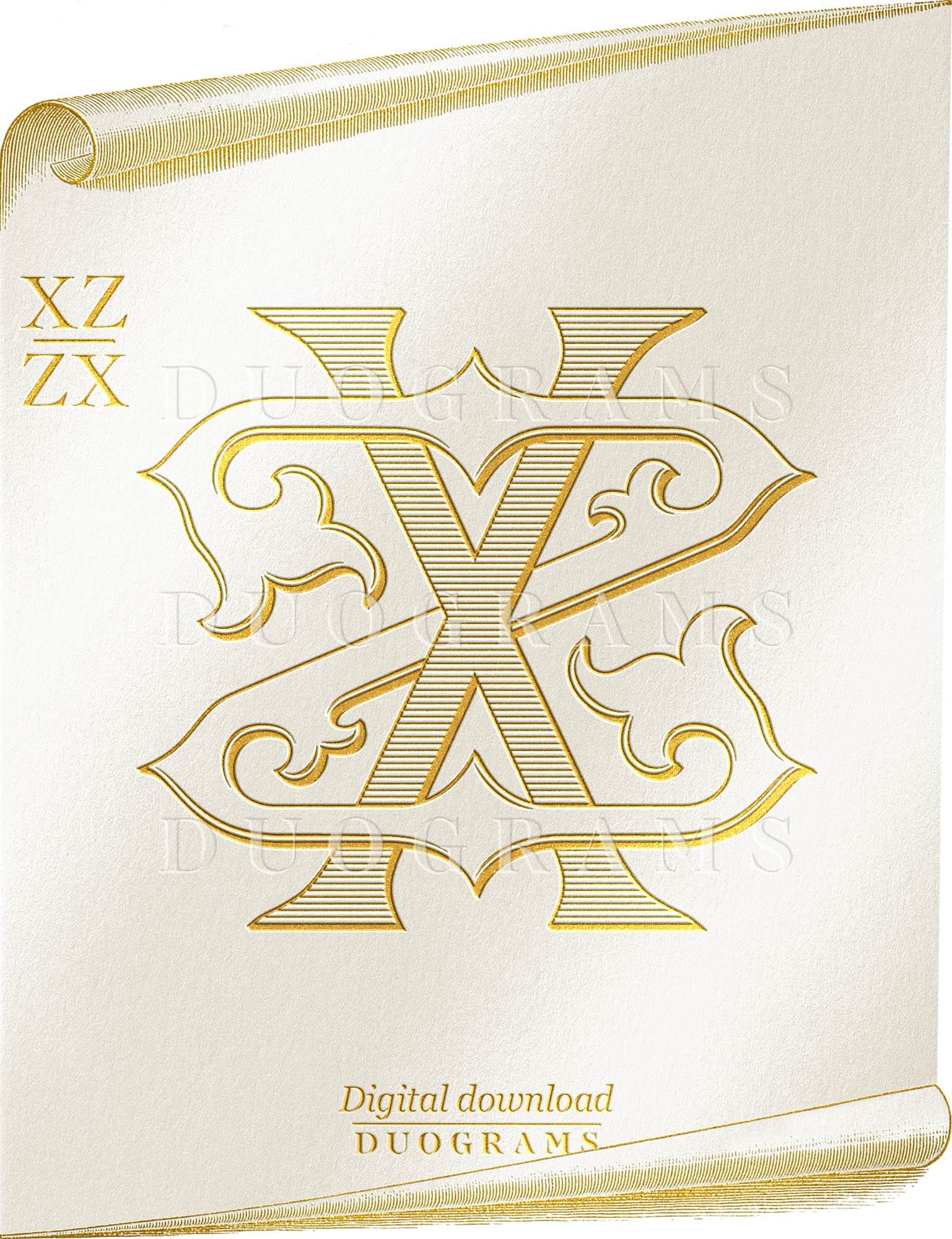 ⭐︎marry⭐︎ XZ ZX Wedding Monogram Letters X Z Two Letter Monogram Initials