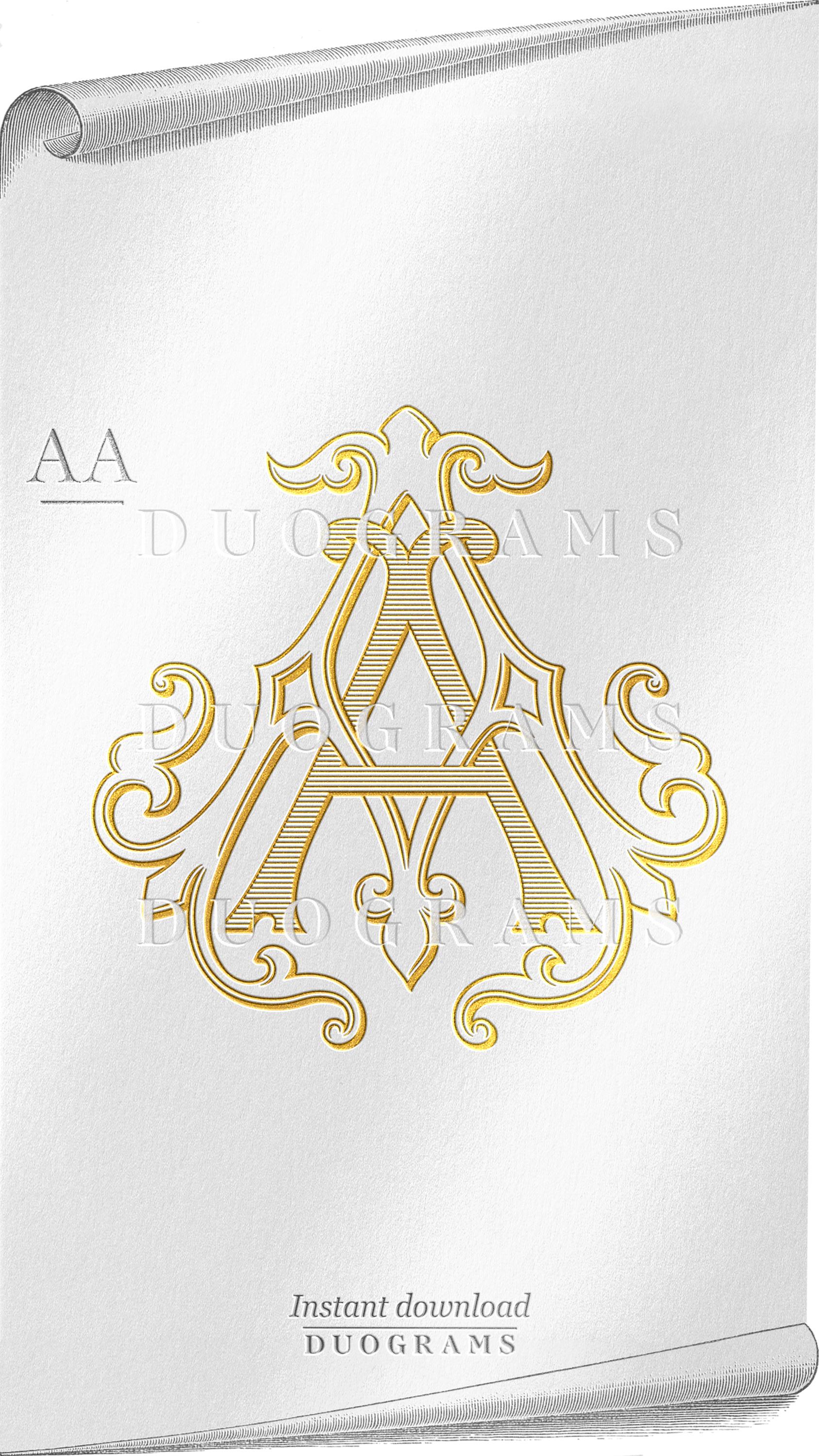Buy AA Vintage Wedding Monogram AA Duogram A A Interlocking