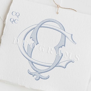 Wedding Monogram CQ QC Two Letter Monogram Logo design C Q Wedding Initials Q C Digital Download SVG & Png