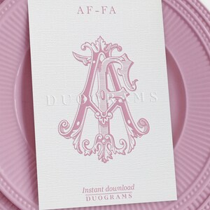 Vintage Monogram Logo AF or FA 2-letter Monogram Design A F Wedding ...