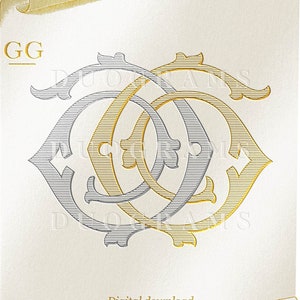 Diseño de monograma de boda con doble G (GG) (descarga digital SVG + 2 coronas gratis)