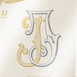 Descarga digital del logotipo del monograma de boda vintage Doble J JJ