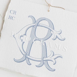 Vintage Two Letter Monogram CR RC Wedding Monogram Logo Design C R Interlocking Monogram SVG & Png