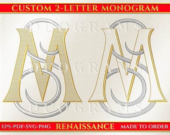 Monogramme de deux lettres, création de logo monogramme de mariage personnalisé, SVG et PDF, mariage monogramme emboîtable, initiales de mariage sur commande