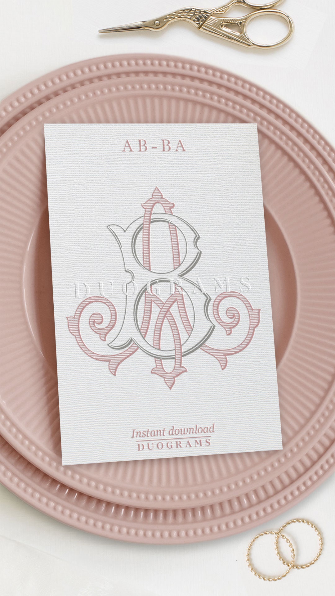 Wedding Monogram AB or BA Vintage Monogram Logo Design A B Duogram B A ...