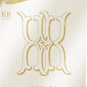 Vintage Wedding Monogram Logo KK Duogram K K Intertwined Monogram - Digital Download K K