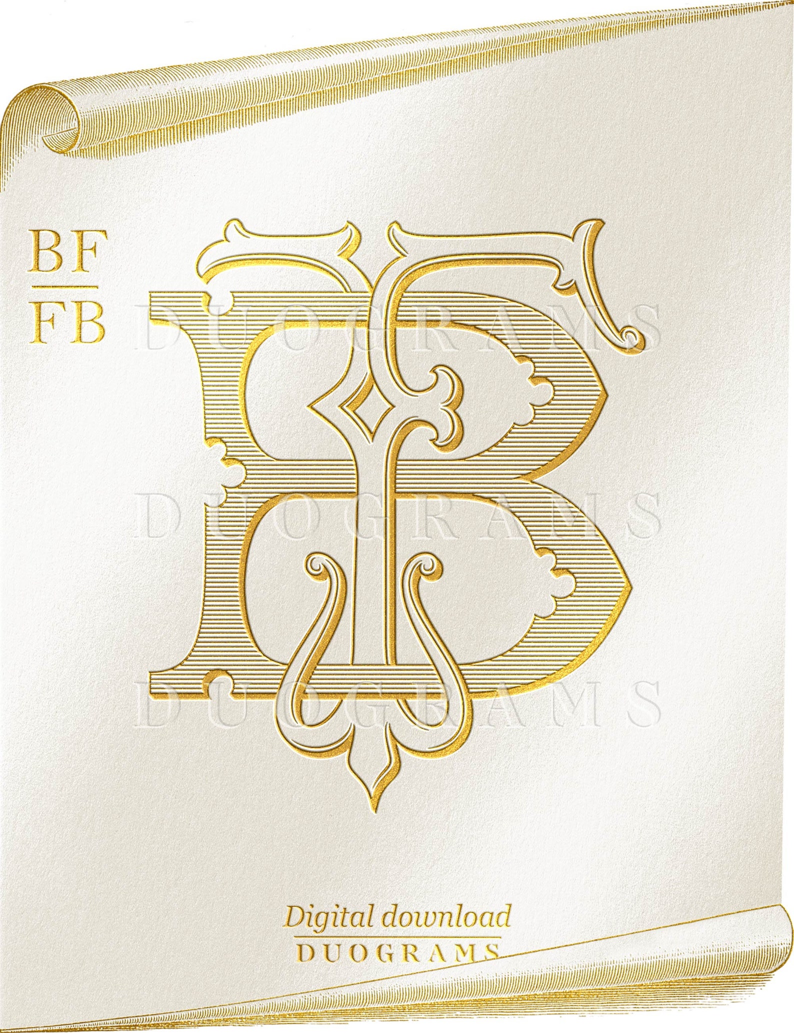 Vintage Monogram BF FB Monogram Wreath SVG Digital Download - Etsy