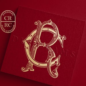 Vintage Monogram Logo Design CR RC Digital Download C R