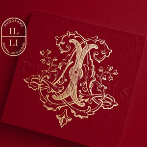 IL LI monogram met twee letters I L monogram letters + 2 gratis kransen SVG