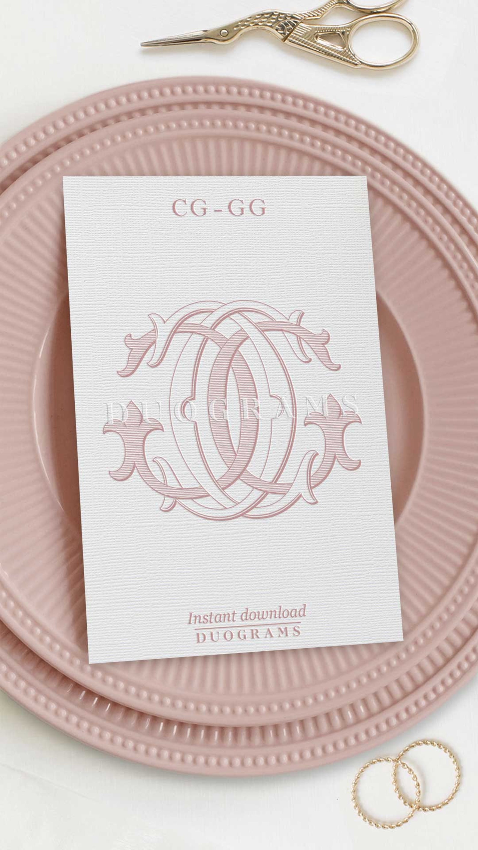 Interlocking Wedding Monogram CG or GC, 2 Letter Monogram Logo Design ...