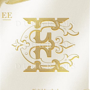Monograma vintage - EE - Digital - Monograma de boda - Monograma vintage - SVG