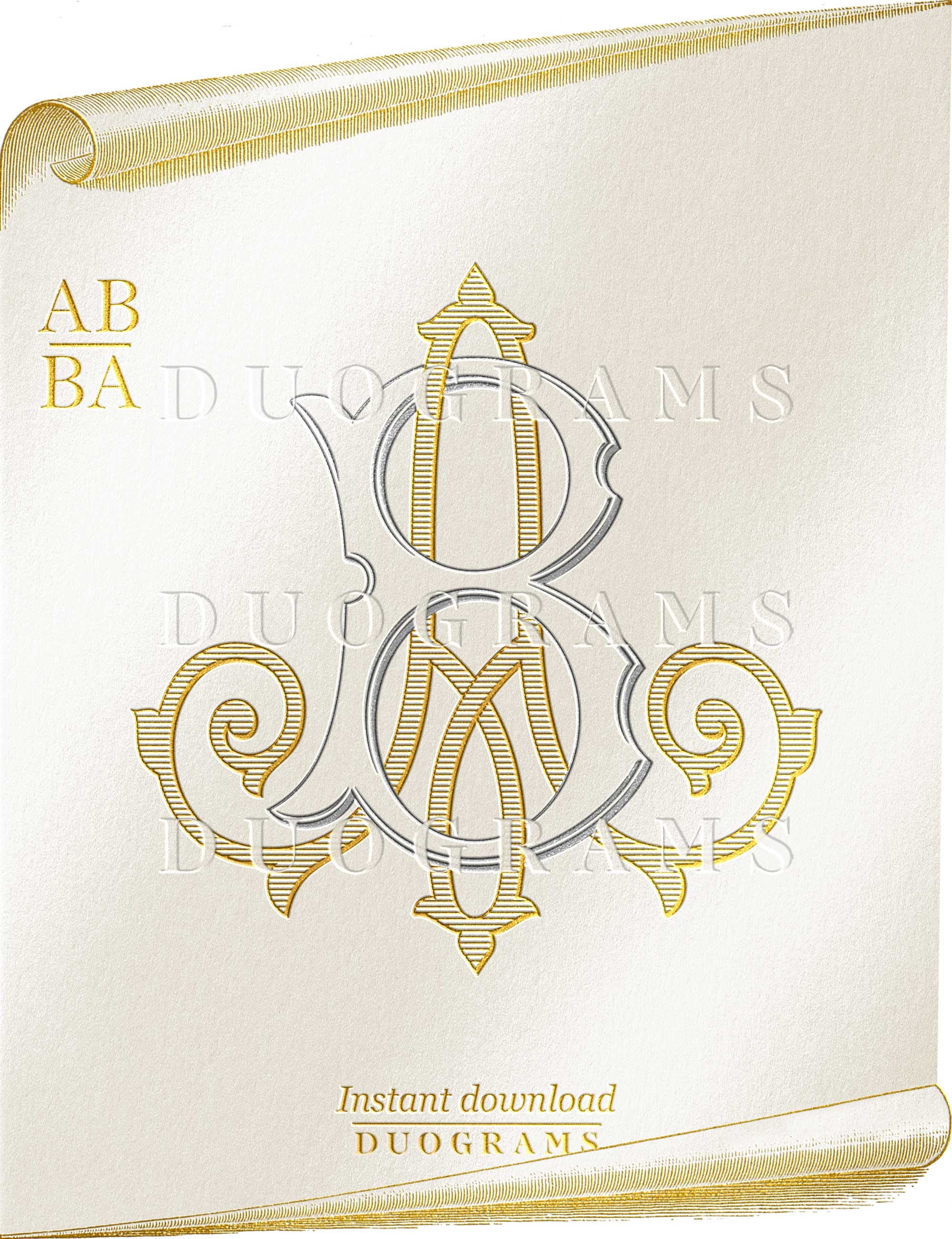 Wedding Monogram AB or BA Vintage Monogram Logo Design A B Duogram B A ...
